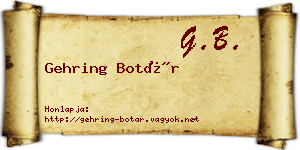Gehring Botár névjegykártya