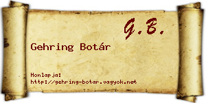 Gehring Botár névjegykártya